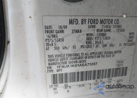 2010 Ford Expedition El Limited from USA, damaged, VIN 1FMJK1K51AEA71057